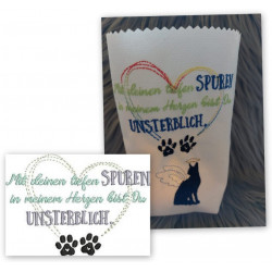 Stickdatei - Trauer Spruch "MIt deinen tiefen Spuren in meinem Herzen ..."